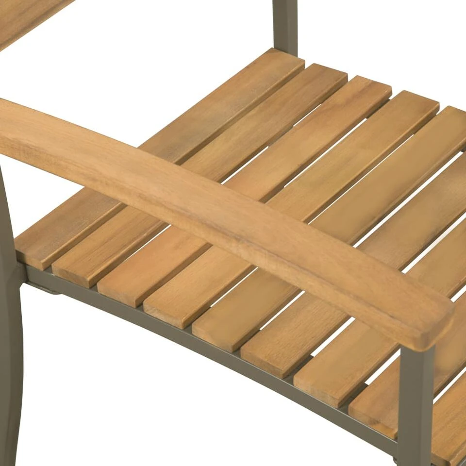 VidaXL Tuinstoelen Stapelbaar 2 St Massief Acaciahout En Staal 5 VidaXL Tuinstoelen Stapelbaar 2 St Massief Acaciahout En Staal - Afbeelding 3