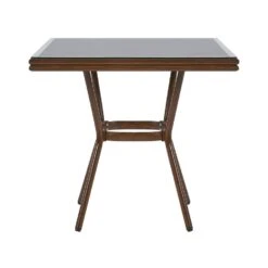 Beliani Tuintafel CASPRI - Donkere Houtkleur Aluminium -Tuinmeubels Winkel e957b2a86f454e16a1bba188c143635a