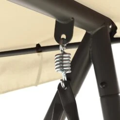 VidaXL Schommelbank Voor Buiten Met Luifel Zandwit -Tuinmeubels Winkel eb1cf812b7244768b501c01febec0c2d