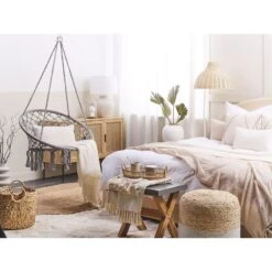 Beliani Hangstoel GABELLA - Grijs Katoen -Tuinmeubels Winkel f6a01ceab96941e8a81d4aae27f573e8