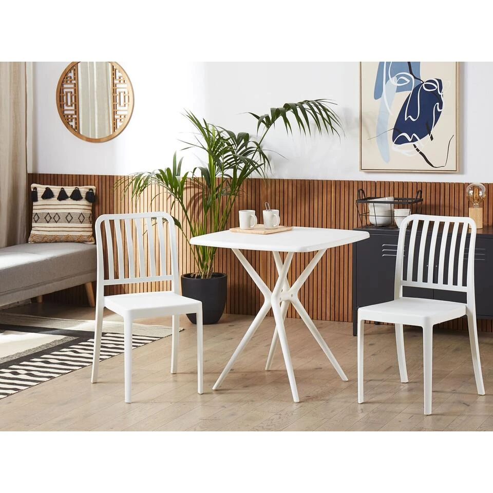 Beliani Tuintafel SERSALE - Wit Synthetisch Materiaal 6 Beliani Tuintafel SERSALE - Wit Synthetisch Materiaal - Afbeelding 4